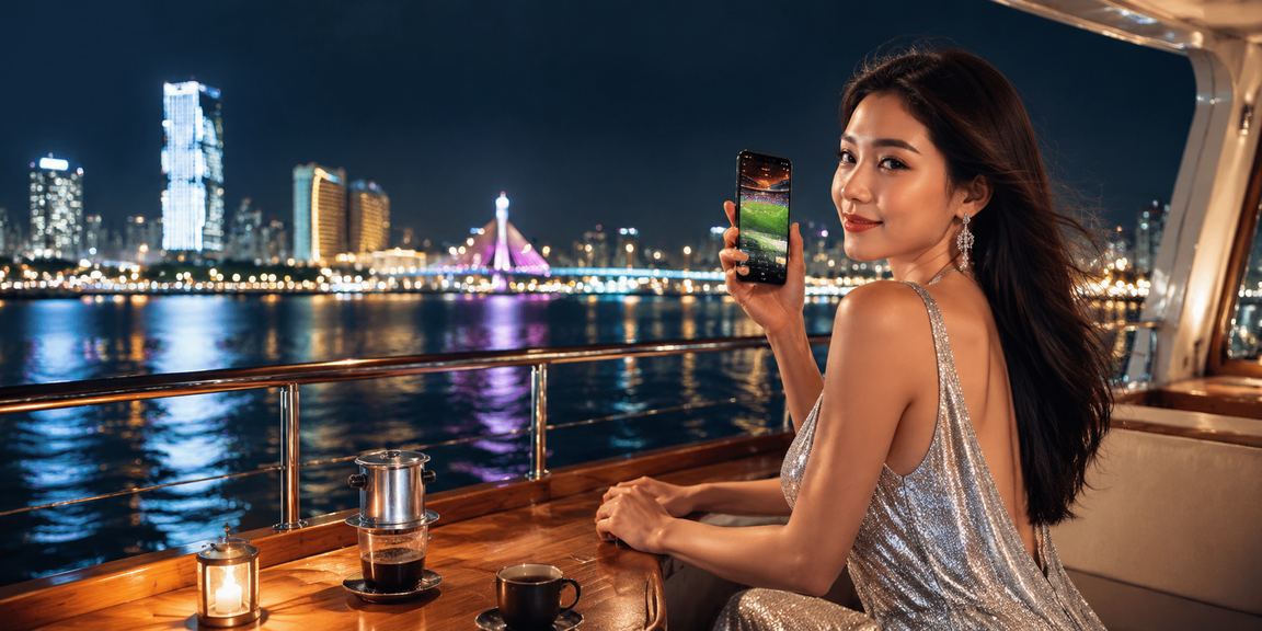 Người dùng Đà Nẵng kiểm tra kết quả xổ số và casino trên điện thoại bên ly cà phê